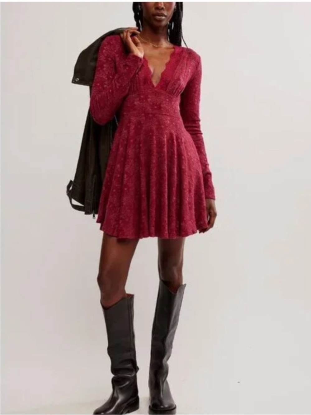 Free People All Yours Mini Dress Red Plum